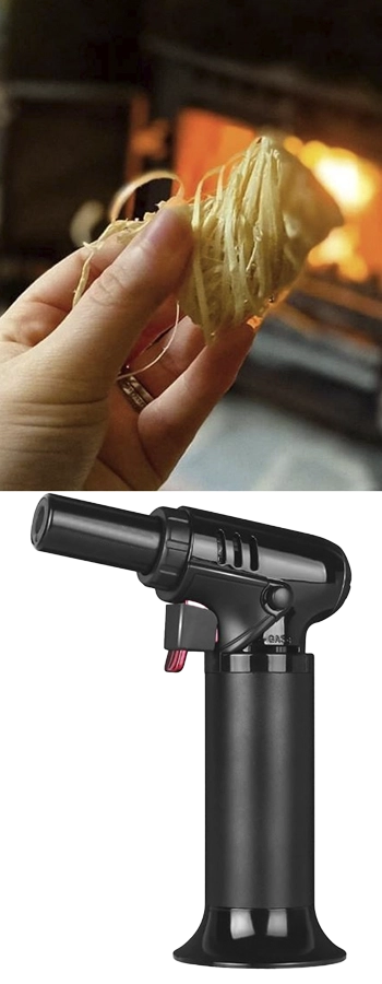 Encender horno pizza con encendedor natural o soplete de cocina